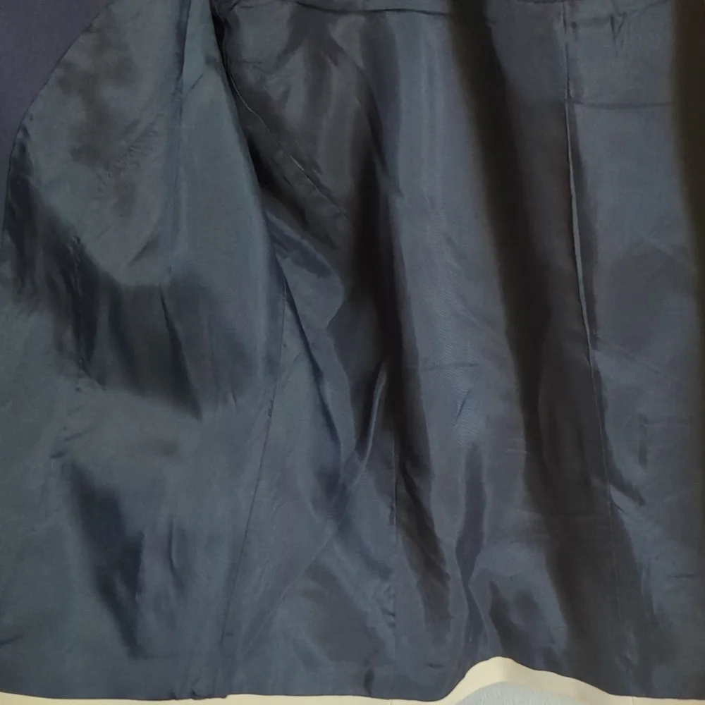 Mary McFadden Collection Dress 2 Piece Dress Suit Set 12 VTG Navy Neutral - Picture 10 of 11